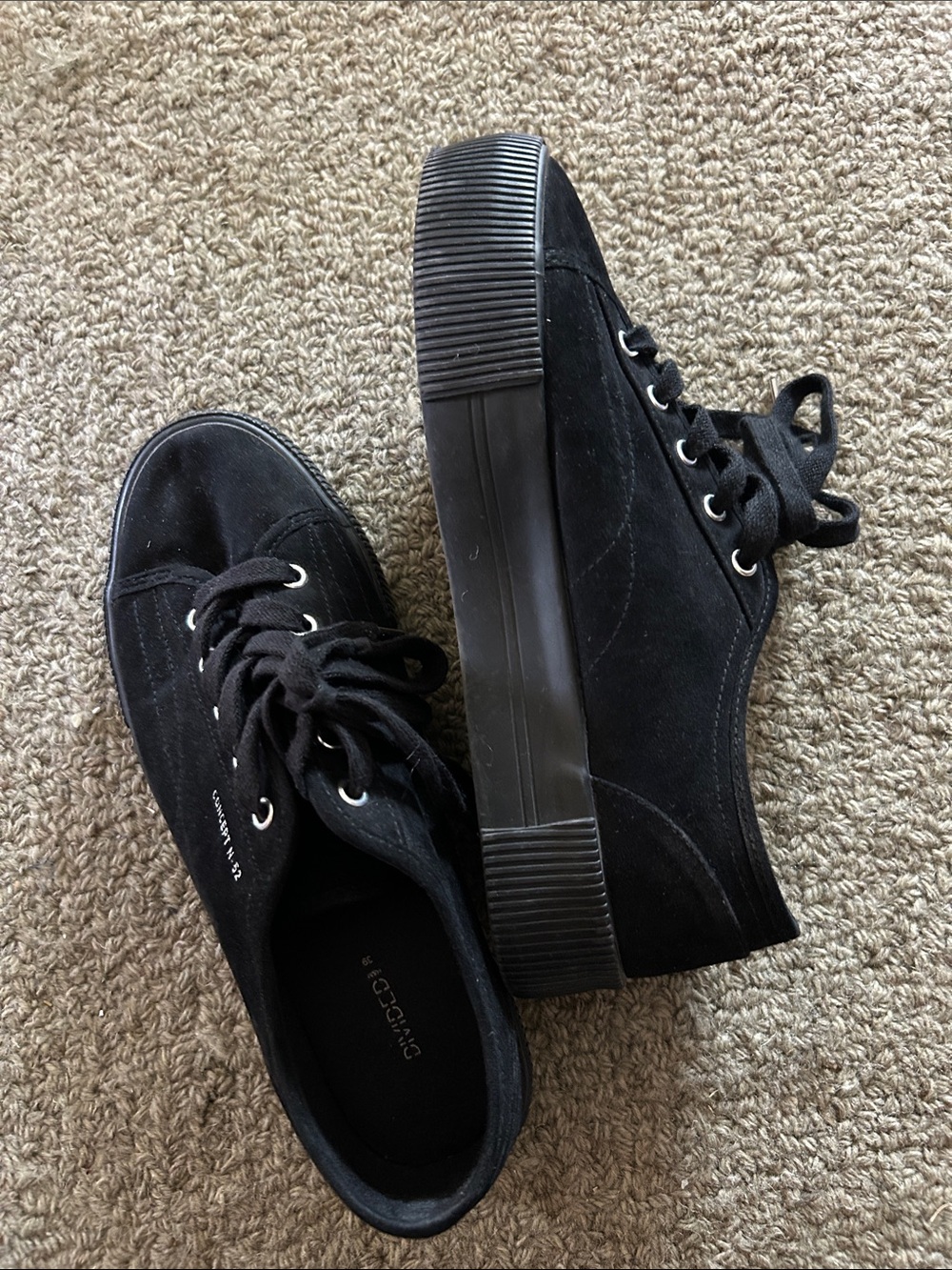 Divided Black Platform Lace-Up Sneakers with Silver Eyelets